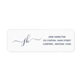 Etiqueta Elegante Monograma Dark Blue Return Address