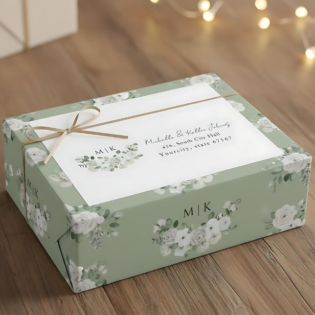 Etiqueta Elegante monograma moderno de eucalipto (Criador carregado)