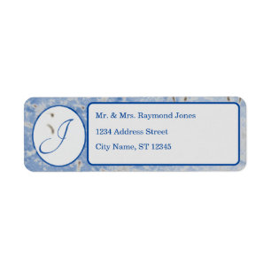 Etiqueta Elegante Monogrammed Blue e Cinza Return Address