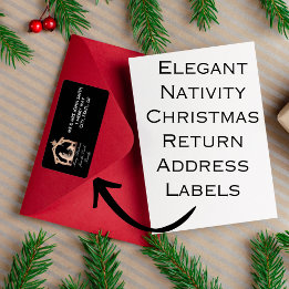 Etiqueta Elegante Natividade Christmas Return Address