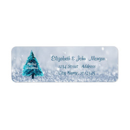 Etiqueta Elegante,Pine Tree Blue Bokeh