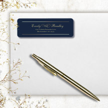 Elegante Retorno de Rótulo de Endereço Azul Marinh