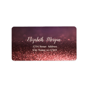 Etiqueta Elegante Rosa Glitter Bokeh Estiloso Dourado