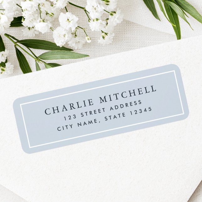 Etiqueta Elegante rótulo de endereço de devolução azul clar (Elegant dusty light blue return address label)