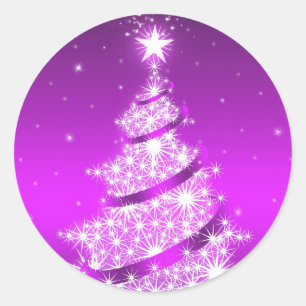 Etiqueta elegante roxa da árvore de Natal