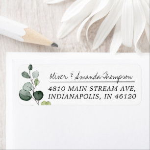 Etiqueta Elegante Russo Eucalyptus Deixa Endereço De Retorn