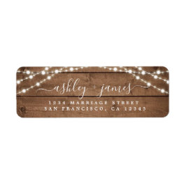 Etiqueta Elegante Rustic Wood Lights Endereço De Regresso D