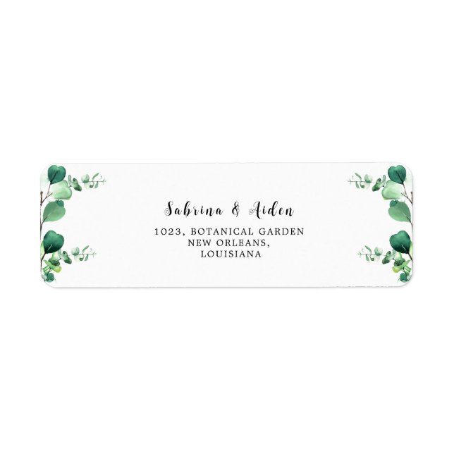 Etiqueta Elegante Sage | Folhagem Emerald Green Eucalyptus (Frente)