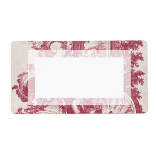 Etiqueta Elegante Shabby Red Antique Engrave Toile