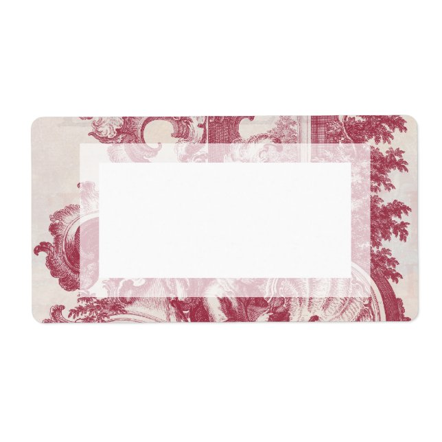 Etiqueta Elegante Shabby Red Antique Engrave Toile (Frente)