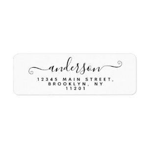 Etiqueta Elegante Sobrenome Preto de Script de Caligrafia M