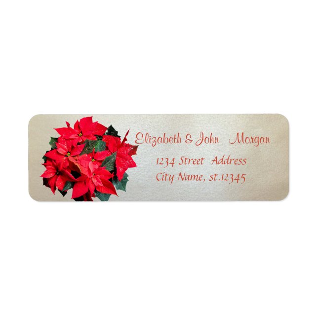 Etiqueta Elegante, sofisticada Poinsettia de Natal (Frente)