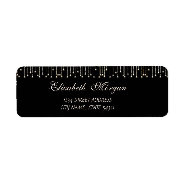 Etiqueta Elegante Sofisticado Endereço Preto (Frente)