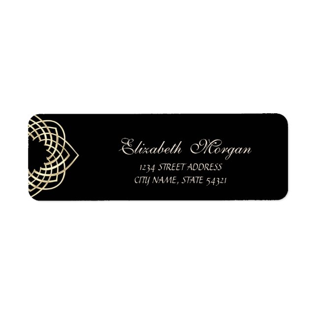 Etiqueta Elegante, sofisticado, preto, dourado, endereço (Frente)
