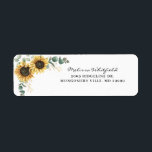 Etiqueta Elegante Sunflower Eucalyptus Floral Return Endere<br><div class="desc">Crie uma moderna etiqueta de volta do Sunflower com este modelo bonitinho com um belo buquê floral rústico, quadro de efeito de ouro geométrico, com uma tipografia simples moderna. DICA: Cartões de suítes de casamento como RSVP, programas de casamento, banners, tapeçarias, etiquetas de presentes, cartazes, e outros guardas de casamento...</div>