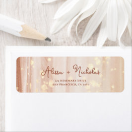 Etiqueta Elegante Terracotta Dourado Watercolor Endereço