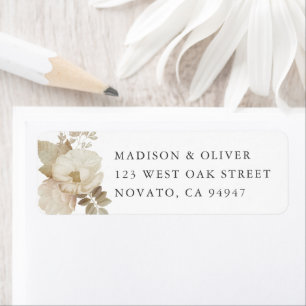 Etiqueta Elegante Terthy Floral White Wedding Endereço de R