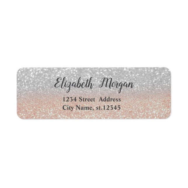 Etiqueta Elegante Trendy Silver Glitter Bokeh (Frente)