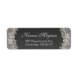 Etiqueta Elegante Vintage Silver Damask Dark Linen Look