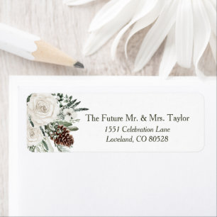 Etiqueta Elegante Winter Pine Wedding Return Endereço