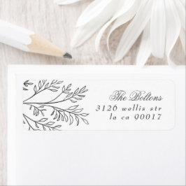 Etiqueta Elegante Wreath Floral Sketch Return Address