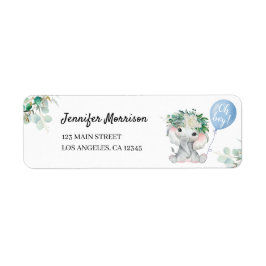 Etiqueta Elephant Blue Balloon Oh Boy Address