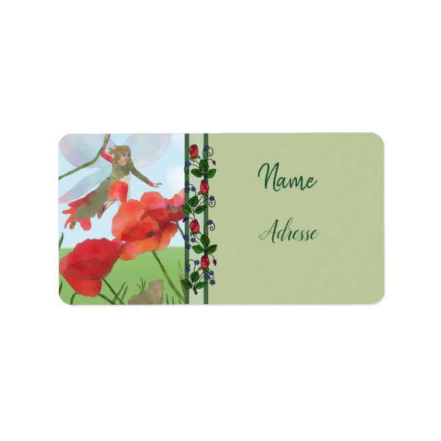 Etiqueta Elfe im Blumenbet Adressaufkleber (Frente)