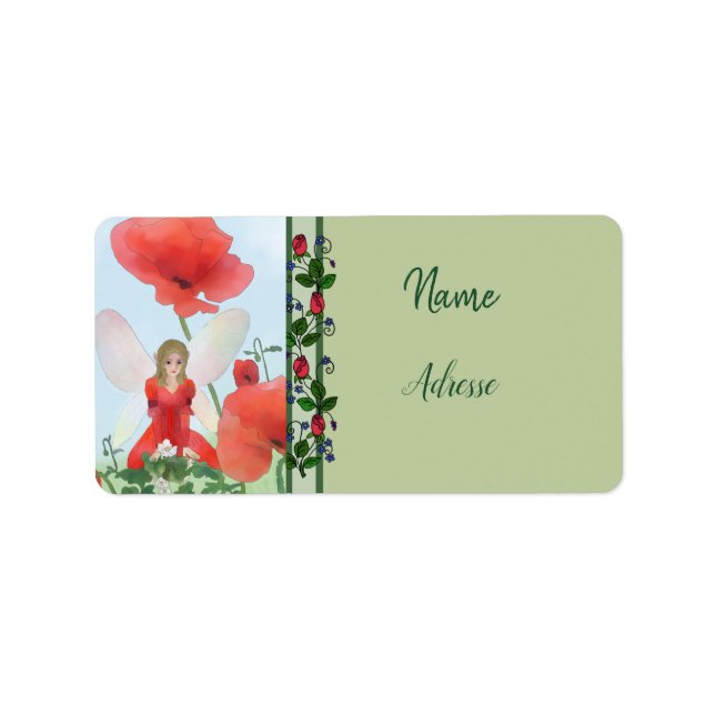 Etiqueta Elfe im Blumenbet Adressaufkleber (Frente)