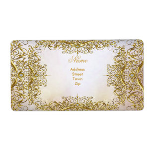 Etiqueta Elite Elegante Ouro Branco Casamento Bege Dourado