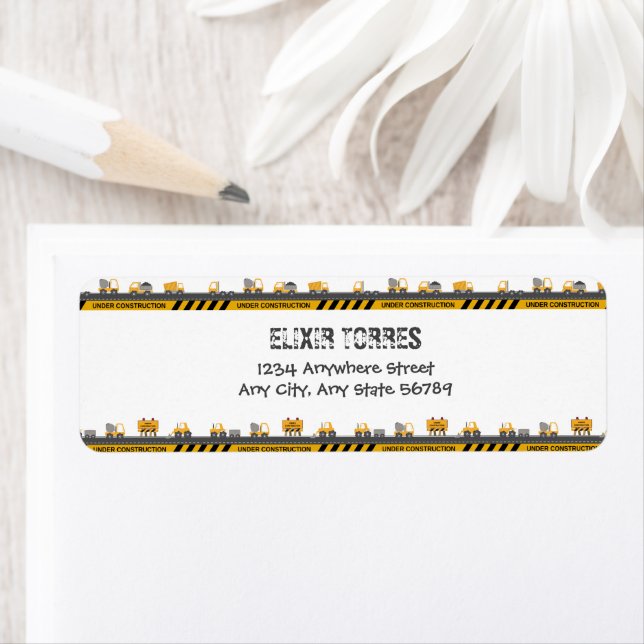 Etiqueta Em Construção, Chá de fraldas Bulldozer (Insitu)