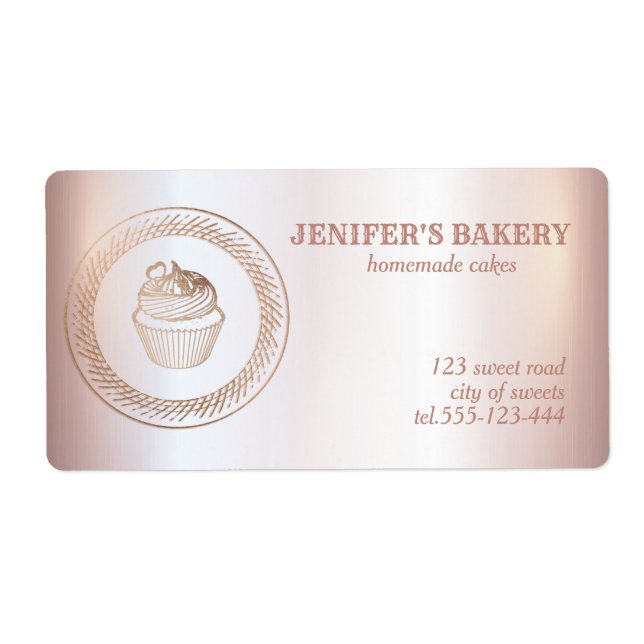 Etiqueta Embalagem de rosa dourado para cupcakes e doces ca (Frente)