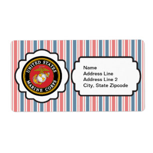 Etiqueta Emblema do USMC com as listras vermelhas, brancas