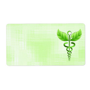 Etiqueta Emblema médico do Caduceus do verde da medicina d
