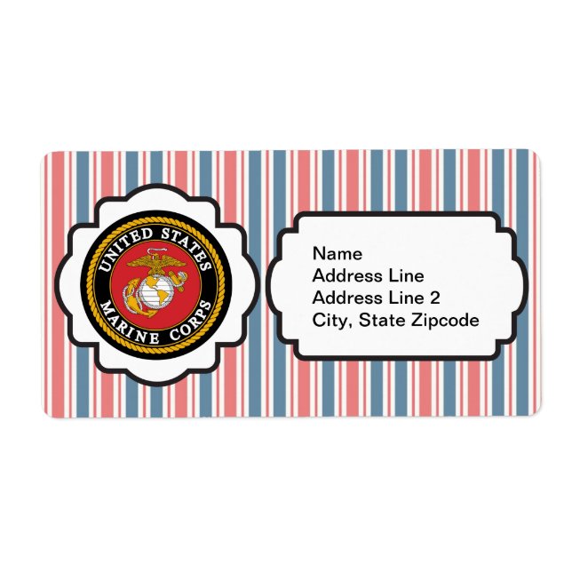Etiqueta Emblema USMC com faixas vermelhas, brancas e azuis (Frente)
