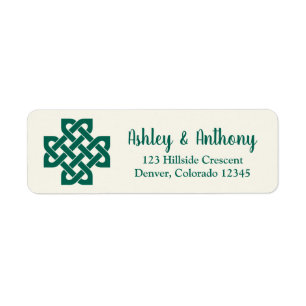 Etiqueta Emerald Green Celtic Knot Wedding Endereço