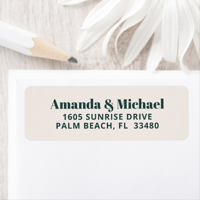 Etiqueta Emerald Green e Ecru Beige minimalista moderno (Insitu)