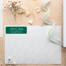 Etiqueta Emerald Green Stylized Name Wedding Return Address