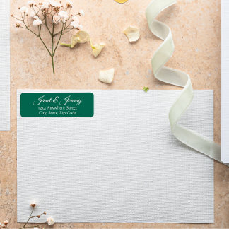 Etiqueta Emerald Green Stylized Name Wedding Return Address