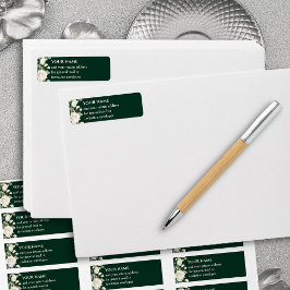 Etiqueta Emerald Green White Roses Endereço de Devolução