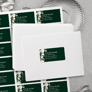 Etiqueta Emerald Green White Roses Endereço de Envelope RSV