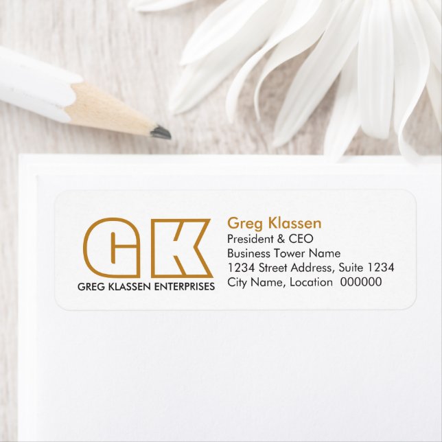 Etiqueta Empresas modernas castanho e Dourado (Insitu)