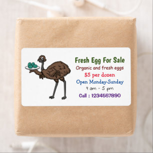 Etiqueta Emu com ovos desenho animado de ovo fresco à venda
