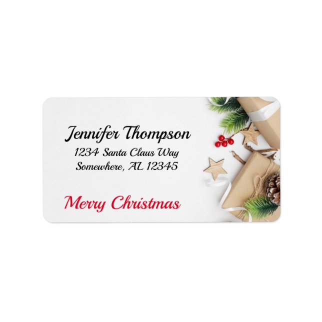 Etiqueta Encantado e feliz endereço de Natal (Frente)