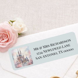 Etiqueta Enchanted Castle Fairytale Wedding Return Address