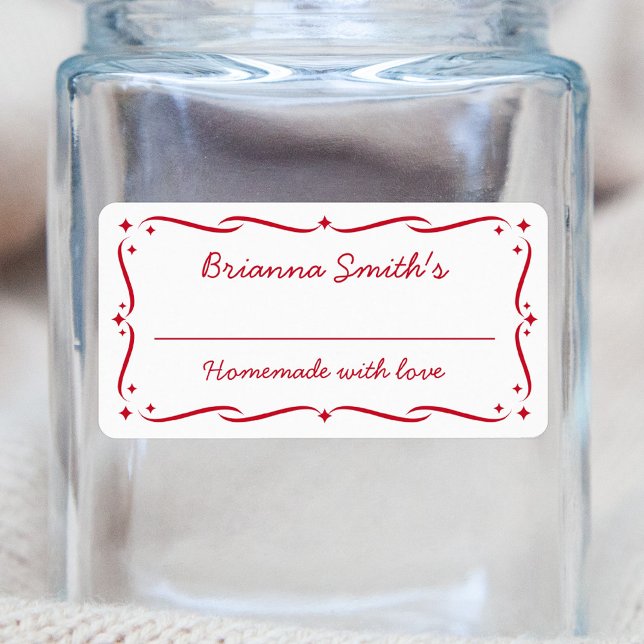 Etiqueta Enchimento do cozinhar de cozinha vermelho-esfesti (Criador carregado)