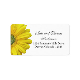Etiqueta Endereço amarelo do casamento da flor da margarid