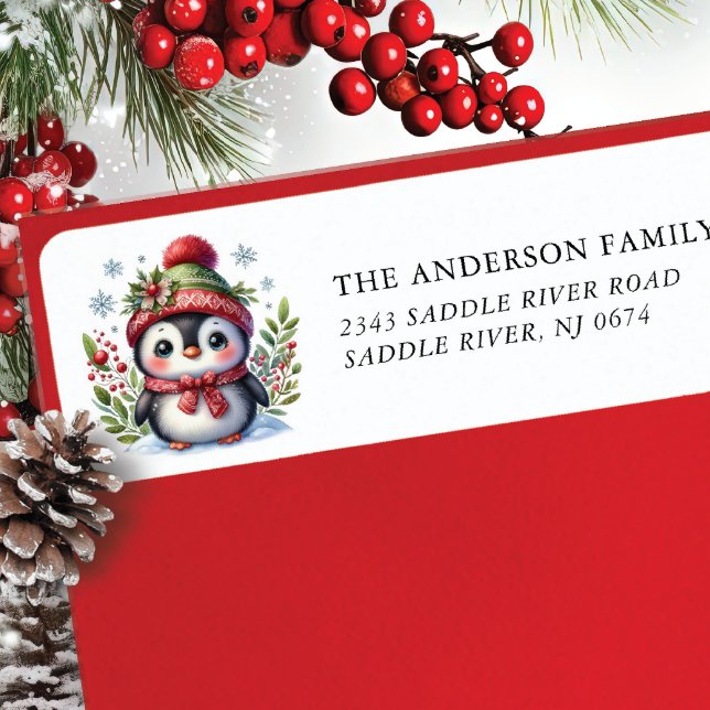 Etiqueta Endereço animado de devolução de pinguins (Criador carregado)