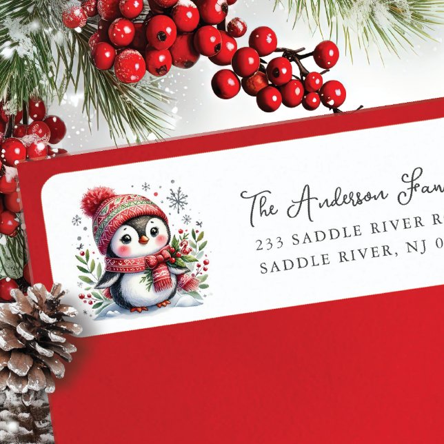 Etiqueta Endereço animado de devolução de pinguins (Criador carregado)