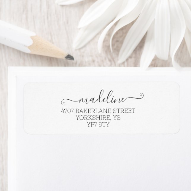 Etiqueta Endereço Branco do Script Elegante Personalizado (Insitu)