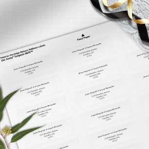 Etiqueta Endereço Clássico de Casamento Branco e Preto